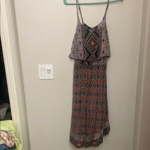 Angie Brown and Black Spaghetti Strap Sundress Maxi